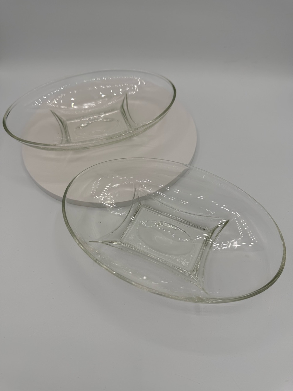 Vintage Hazel Atlas Clear Glass Serving Dishes - Set of 2